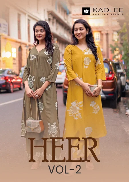 Heer Vol 2 By Kadlee Rayon Printed Kurti With Bottom Wholesale Price In Surat
